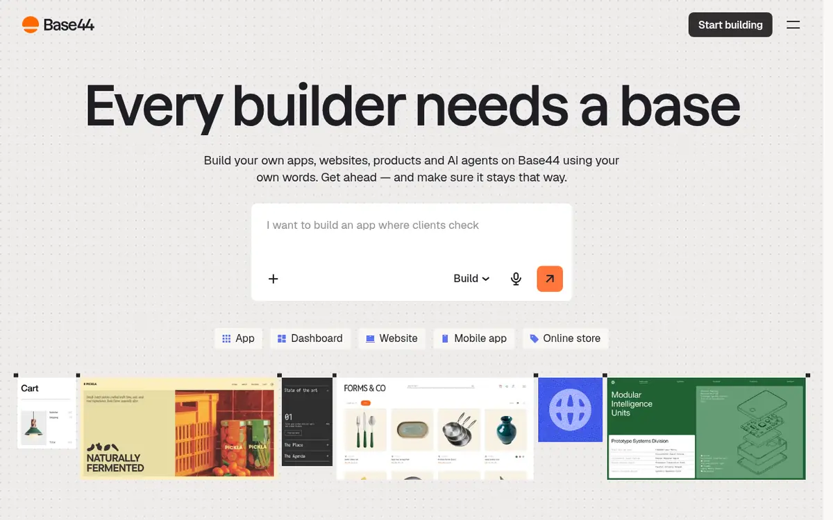 Base44 homepage screenshot