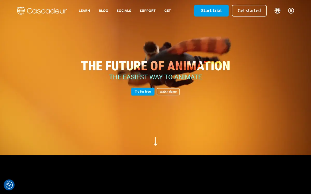 Cascadeur homepage screenshot