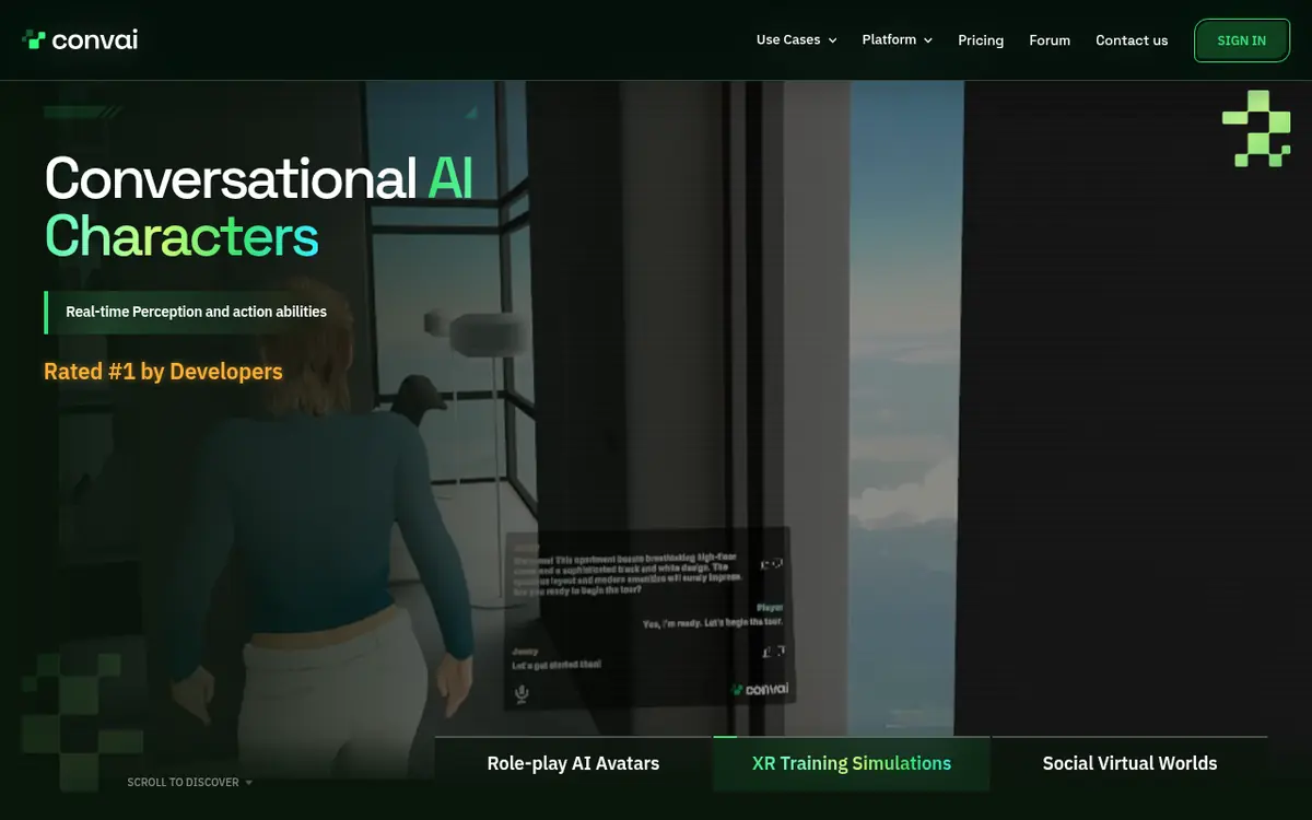 Convai homepage screenshot