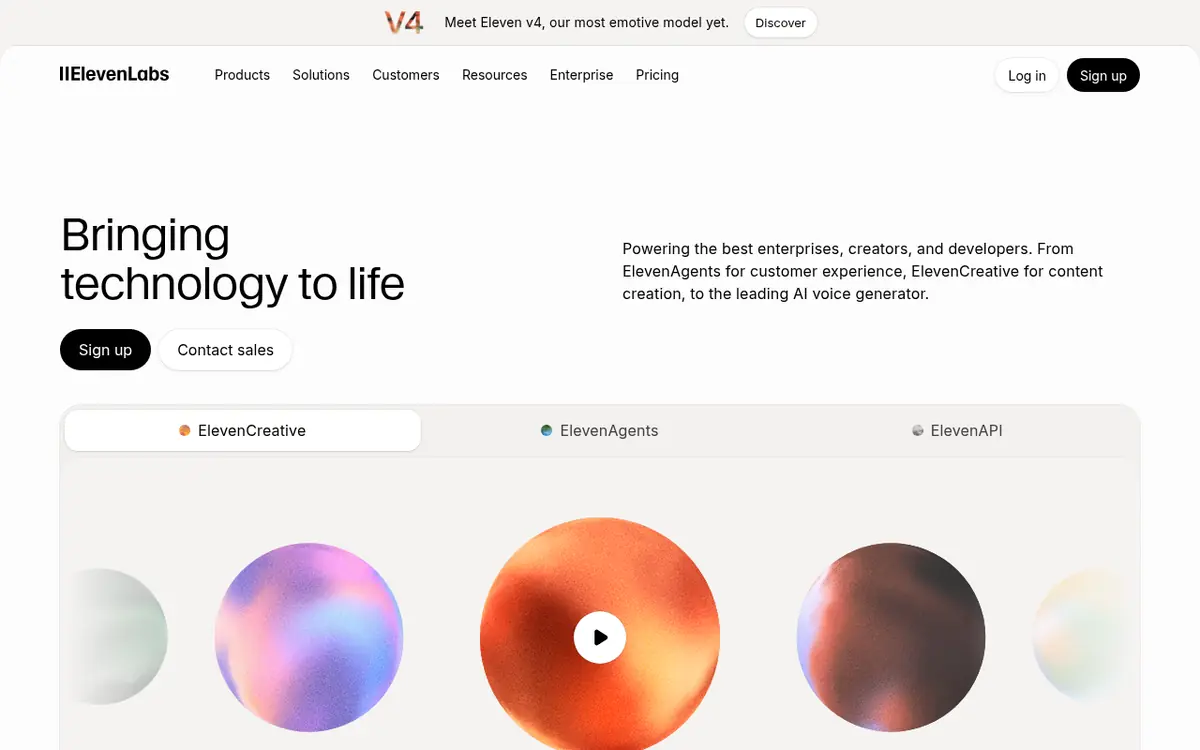 ElevenLabs homepage screenshot