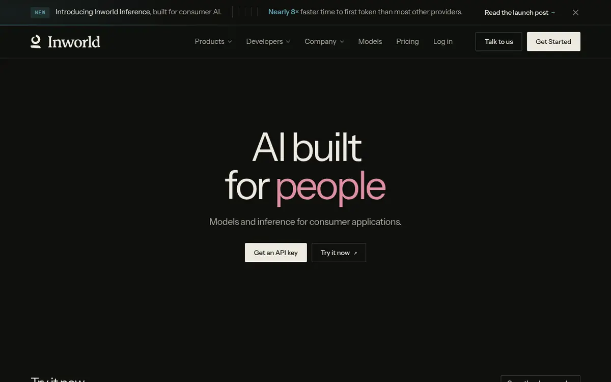 Inworld AI homepage screenshot