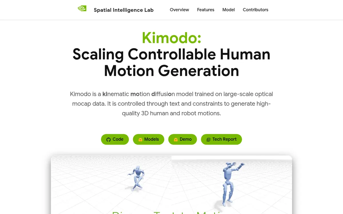 NVIDIA Kimodo homepage screenshot
