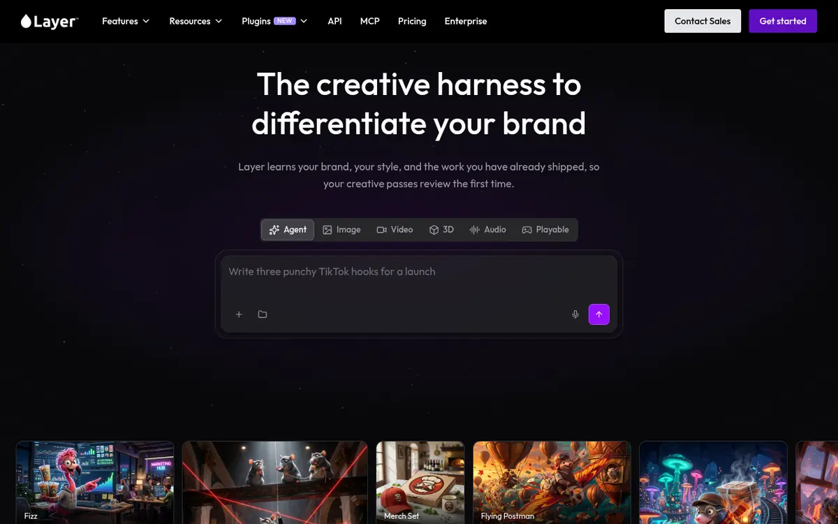 Layer homepage screenshot