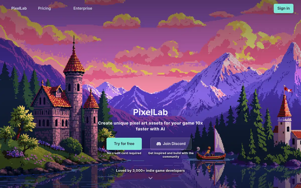 PixelLab homepage screenshot