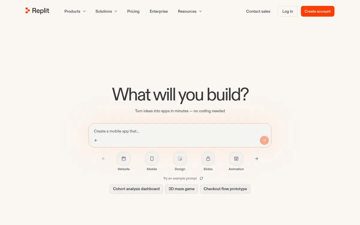 Replit homepage screenshot