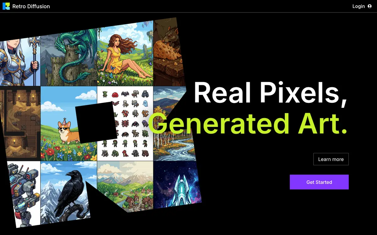 Retro Diffusion homepage screenshot