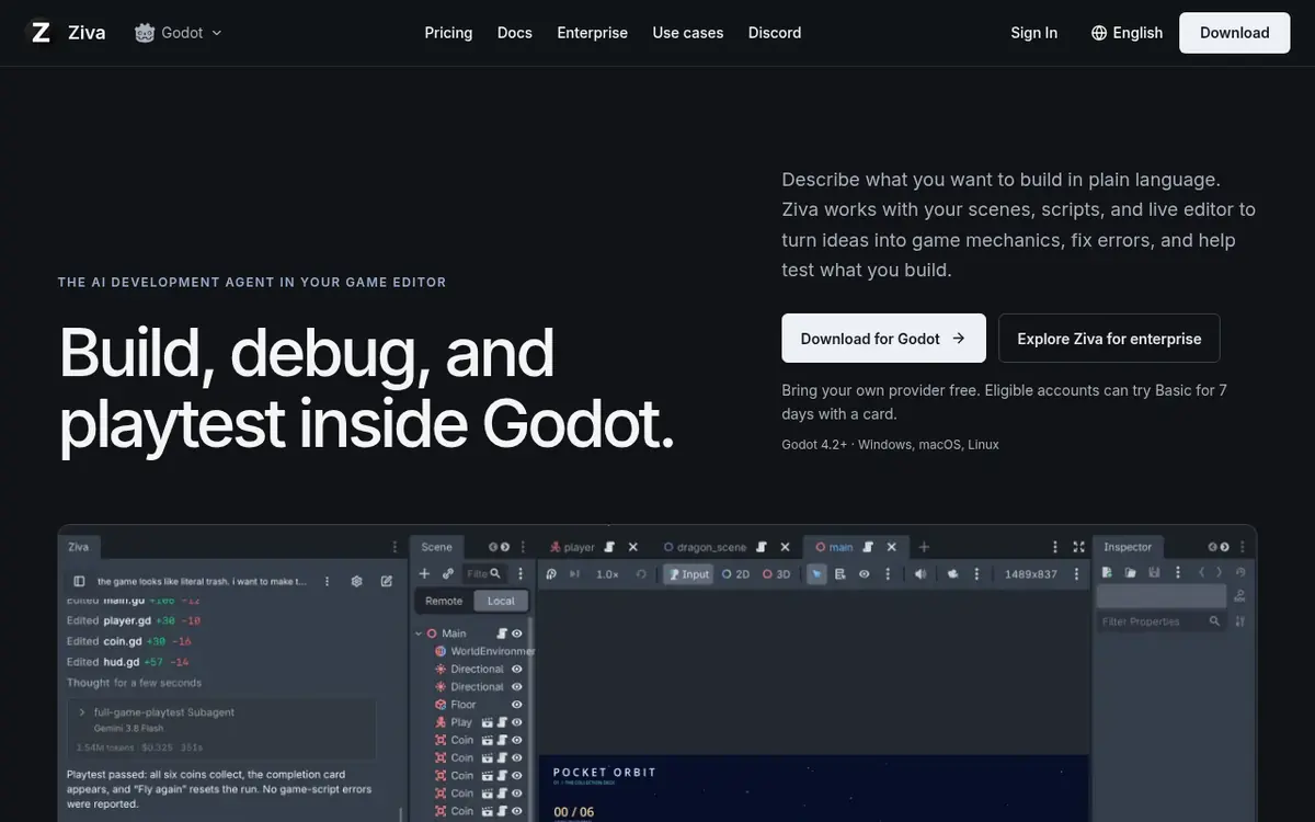 Ziva homepage screenshot